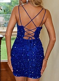 Women'S V-Neck Backless Sexy Slim Fit Sequin Dress Wholesale