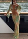 Sexy Halterneck Printed Lace-up Two-piece Bikini Swimsuit Set