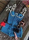 Sexy Solid Color Navel-baring Camisole Beaded Top and Shorts Two-piece Set