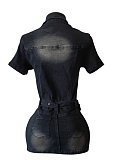 Fashion Slim Fit Stretch Short Sleeve Denim Dress Wholesale