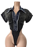 New Short-Sleeved Tops High Elastic Short Skirt Two-Piece Set Wholesale