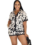 Fashion Casual Printed Short-sleeved Shorts Two-piece Suit