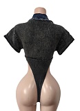New Short-Sleeved Tops High Elastic Short Skirt Two-Piece Set Wholesale