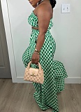 Fashion Print Sexy Wrap Chest Loose Casual Wide Leg Pants Two-Piece Set Wholesale