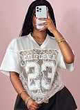 Printed Loose Casual Street See-through Sexy Lace Splicing Tops Wholesale