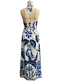 Summer Strapless Tube Top Printed Mid-Length Dress Wholesale