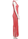 Summer New Hot Girl Hollow See-Through Fashion Lapel Dress Wholesale