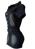 Fashion Slim Fit Stretch Short Sleeve Denim Dress Wholesale
