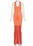 Summer New Hot Girl Hollow See-Through Fashion Lapel Dress Wholesale