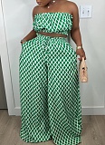 Fashion Print Sexy Wrap Chest Loose Casual Wide Leg Pants Two-Piece Set Wholesale