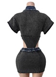 New Short-Sleeved Tops High Elastic Short Skirt Two-Piece Set Wholesale