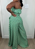 Fashion Print Sexy Wrap Chest Loose Casual Wide Leg Pants Two-Piece Set Wholesale