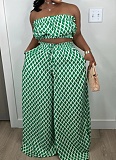 Fashion Print Sexy Wrap Chest Loose Casual Wide Leg Pants Two-Piece Set Wholesale