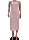 Casual Tube Top Slim Knitted Dress Wholesale
