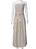 Summer Elastic Back Striped Tube Top Dress Wholesale