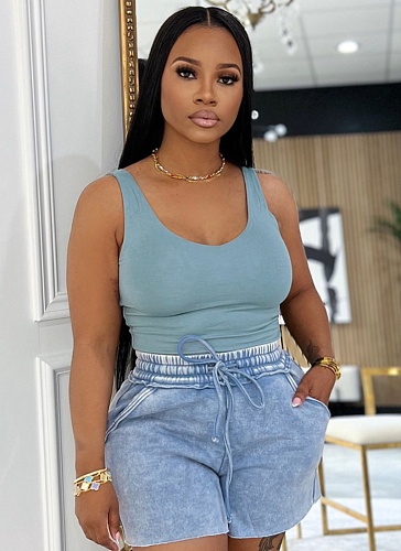 Sexy Women'S Vest Washed Shorts Casual Two-Piece Set Wholesale