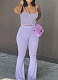 Purple Sleeveless Vest + High Waist Elastic Bell Bottom Pants Casual Two Piece Set Wholesale