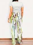Casual Short Sleeve Round Neck Top Printed Trousers Two-Piece Set Wholesale