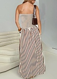 Summer Elastic Back Striped Tube Top Dress Wholesale