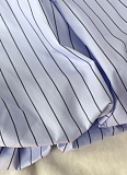 Striped Off Shoulder Sweet Slim Fit High Waist Women Bubble Dress Wholesale