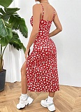 Fashion Floral Print Spaghetti Strap Hem Slits Holiday Dress Wholesale