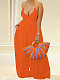 Solid Halter V Neck Loose Wide Leg Jumpsuit YH-5252
