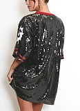 Fashion Round Neck Half Sleeve Loose Sequin Printed Dress Wholesale