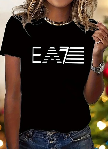 Large Size Letter Printed Short Sleeve Round Neck T-Shirt Wholesale