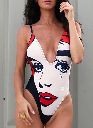 Fashionable Sexy Leisure Vacation Print Bodysuit