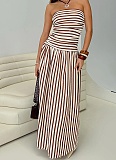 Summer Elastic Back Striped Tube Top Dress Wholesale