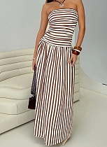Summer Elastic Back Striped Tube Top Dress Wholesale