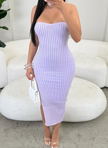 Casual Tube Top Slim Knitted Dress Wholesale