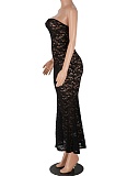 Tube Top All-Match Lace See-Through Long Dress Wholesale