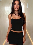 Fashionable All-Match Leopard Print Camisole Mini Skirt Two-Piece Set Wholesale