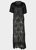 Fashion Loose V-neck Lace Splicing Casual Loose Short Sleeve Dress Wholesale