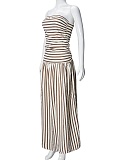Summer Elastic Back Striped Tube Top Dress Wholesale