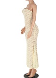 Tube Top All-Match Lace See-Through Long Dress Wholesale