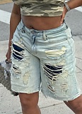 Fashion Street Style Washed Distressed Ripped Patchwork Jeans Wholesale