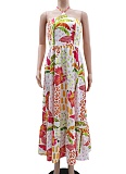 Women's Printed Casual Halter Neck Off Shoulder Resort Dress Wholesale