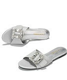 Ladies Summer New Outdoor Flat Rhinestone Slippers And Round Toe Flip Flops