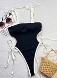 Bikini Contrast Hollow Strap One-Piece Swimsuit