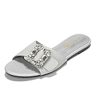 Ladies Summer New Outdoor Flat Rhinestone Slippers And Round Toe Flip Flops