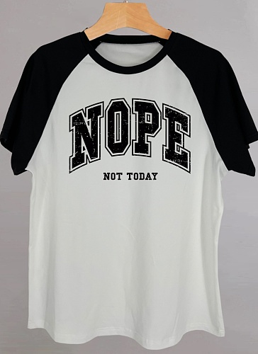 Fashionable Casual Summer Raglan Sleeve Letter Print T-Shirt For Women