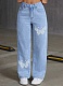 Perm Diamond Butterfly Spring And Autumn Fashion Temperament Straight Slim Denim Pants