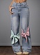 New Retro Bow High Waist Wide Leg Jeans For Women