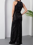 Fashion Women'S Elegant Temperament Sequin Slit Dress Wholesale