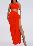 Fashion Women'S Sexy Backless Tube Top Slit Dress Wholesale