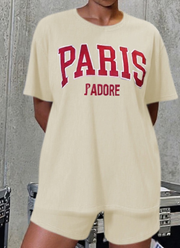 Summer New Short-Sleeved Round Neck T-Shirt Casual Shorts Fashionable Two-Piece Suit For Women