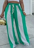 Fashion Casual High Waist Contrast Color Stitching Wide Leg Trousers For Women