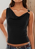 New Solid Color V-Neck Metal Buckle Camisole Wholesale